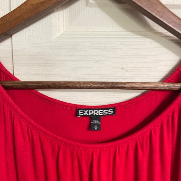 Express Womens Red Sleeveless Cinched Waist Stretch Jersey Dress Medium - Picture 4 of 7